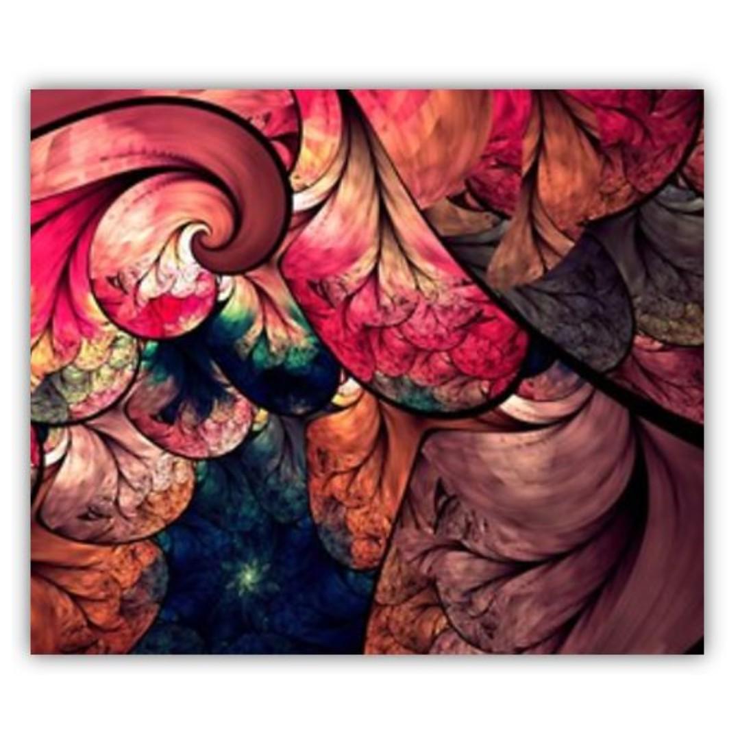 Digital Pink Purple Blue Gold Fractal Abstract Canvas Art
