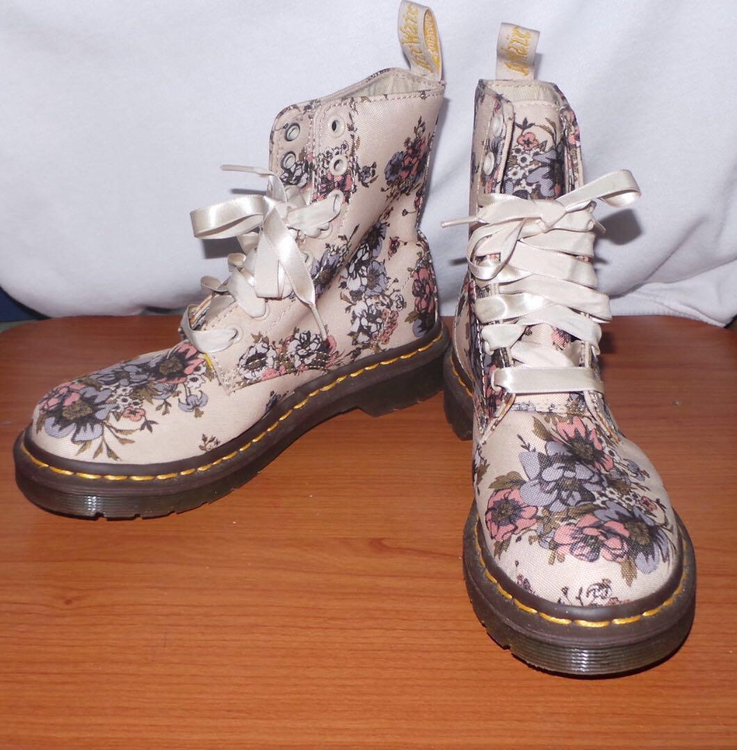 dr martens canvas floral boots