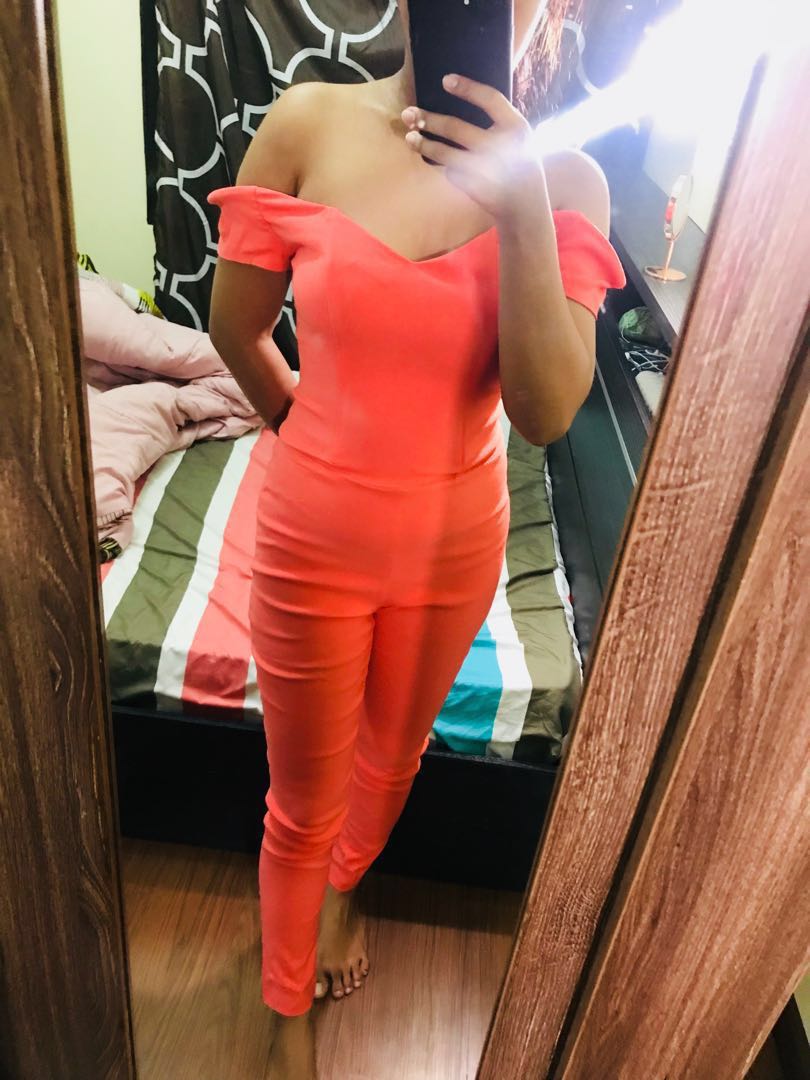 miss selfridge orange jumpsuit