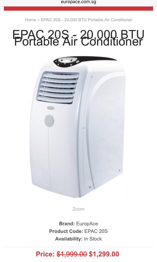 NEGOPortable Europace Aircon (EPAC 20S 20,000 BTU Portable Air