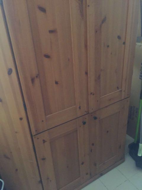 Pine Wood Finish Corner Cabinet Furniture Shelves Drawers On