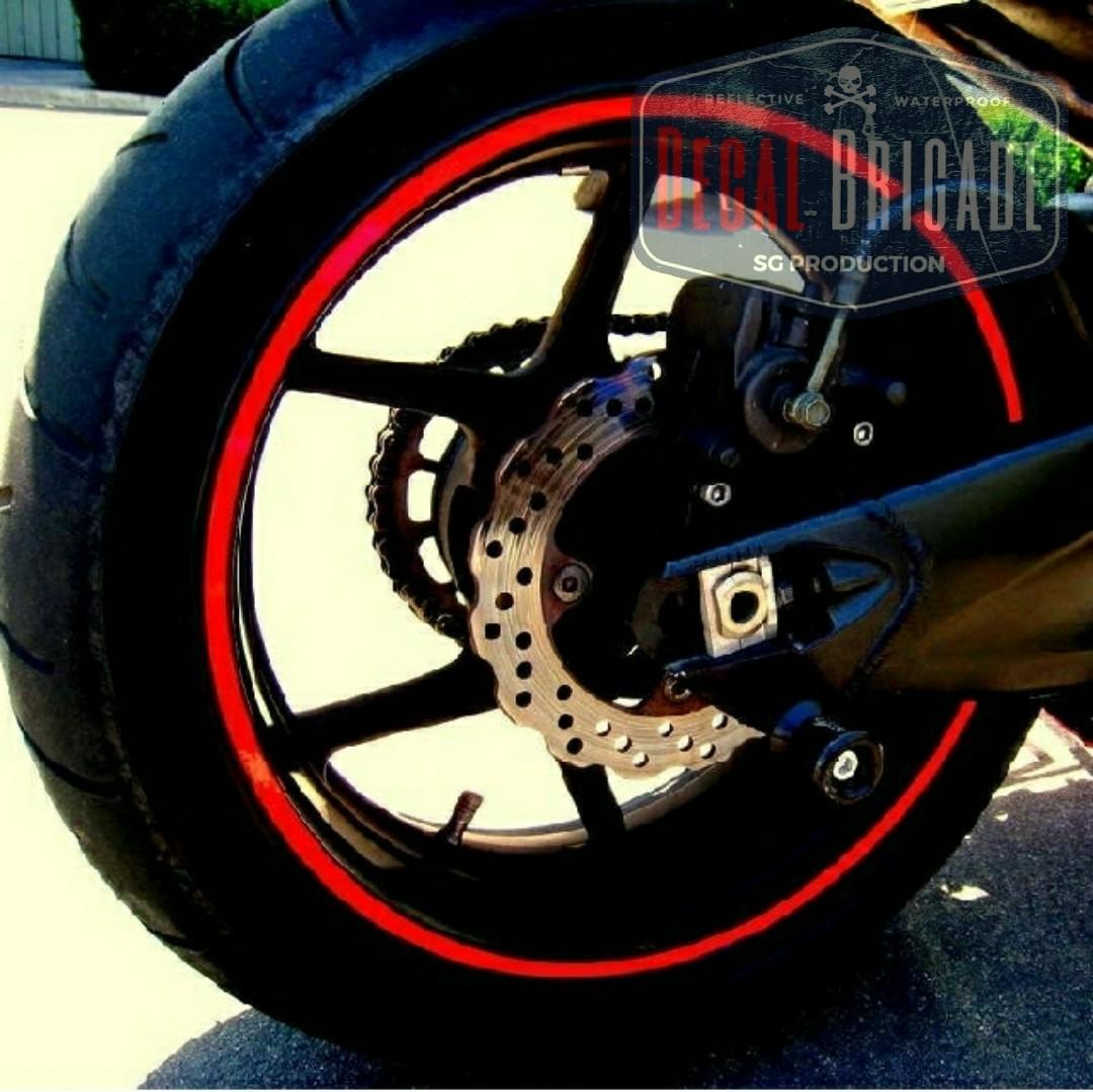 Red Reflective Rim sticker, Motorcycles, Motorcycle Accessories on