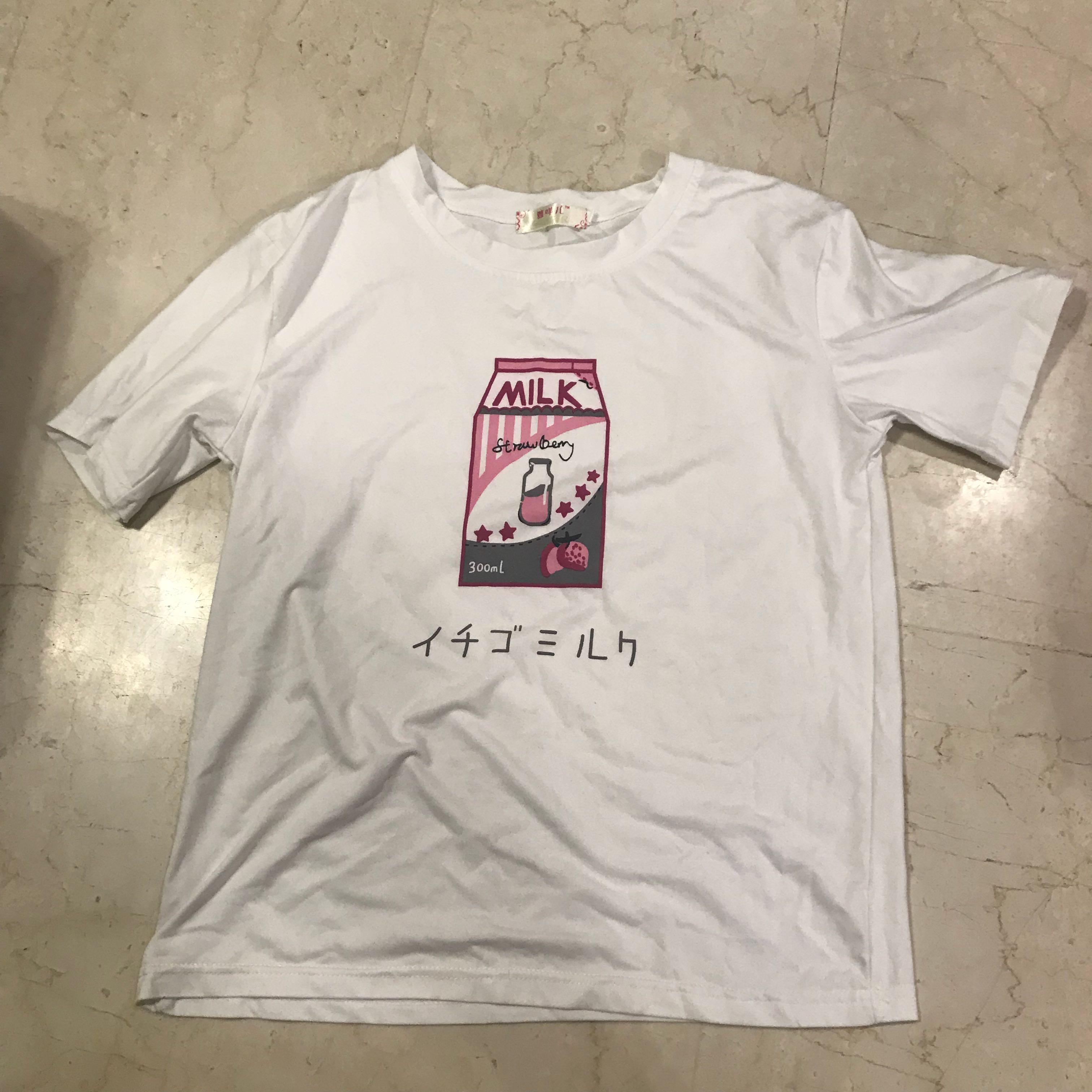 Strawberry Milk White Tee Shirt Women S Fashion Clothes Tops On