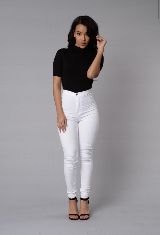 super high waist denim skinnies