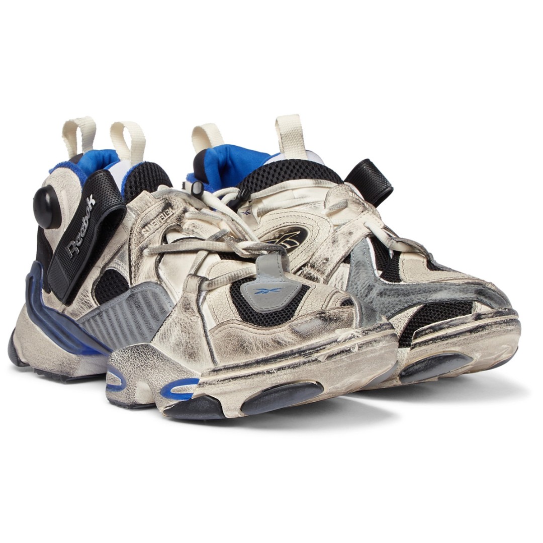Vetements X Reebok Genetically Modified Pump Sneakers Blue White