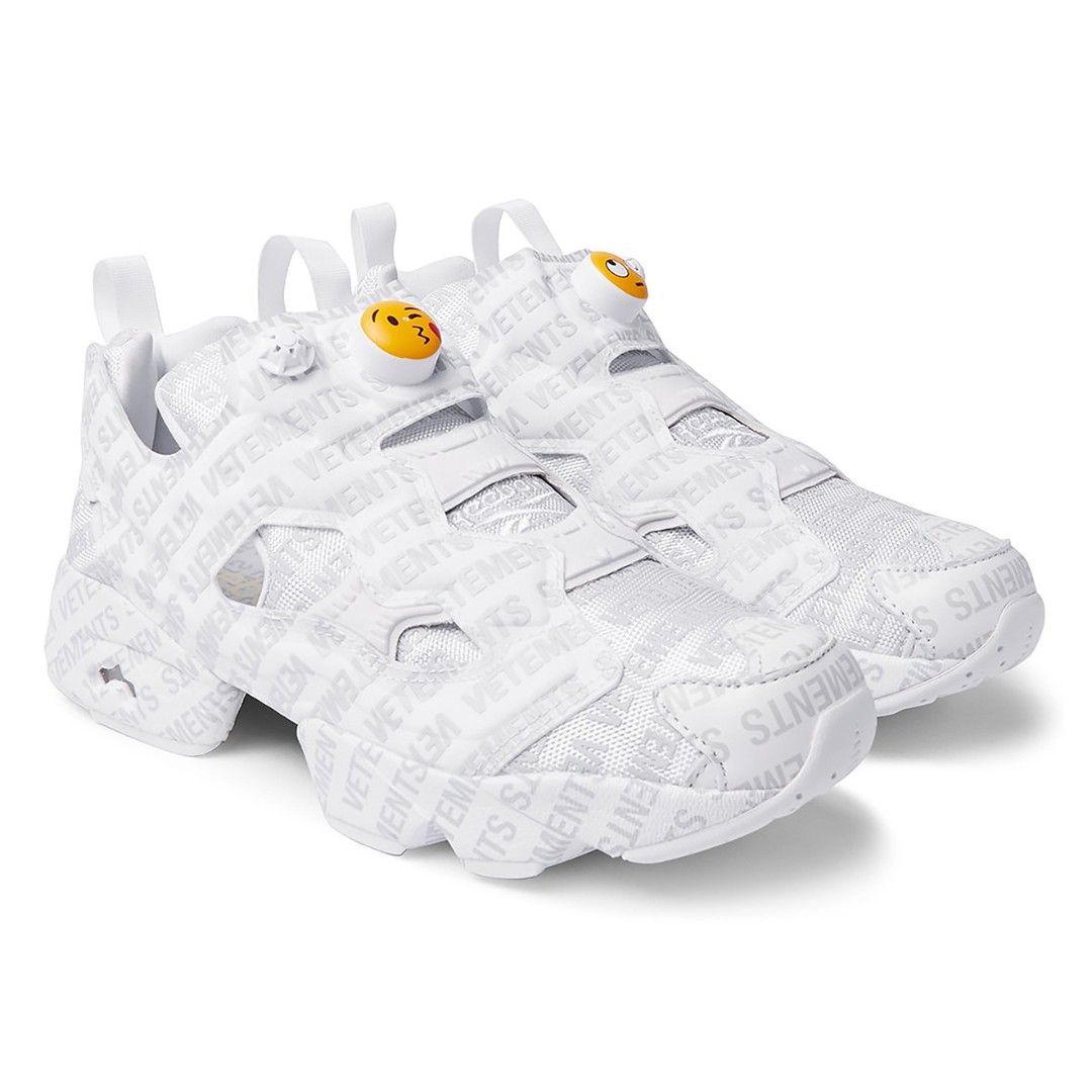Vetements x Reebok InstaPump Fury Emoji Sneakers Mr.Porter Exclusive Grey White US12 13