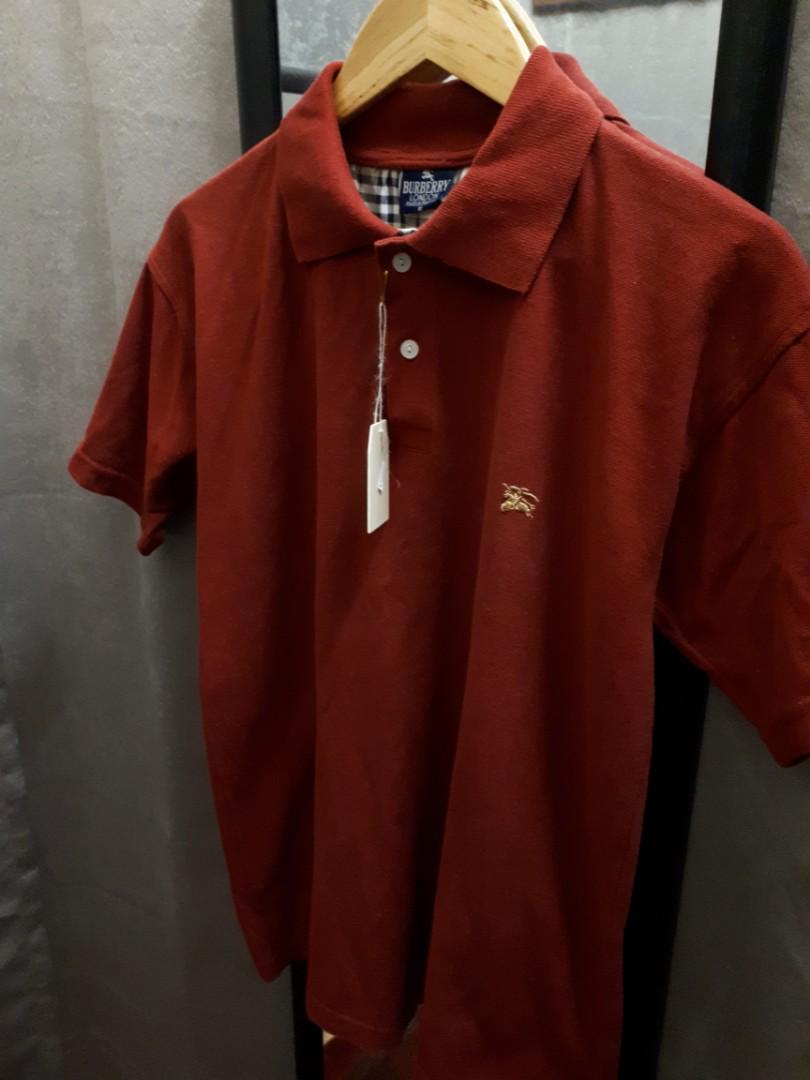 burgundy burberry polo