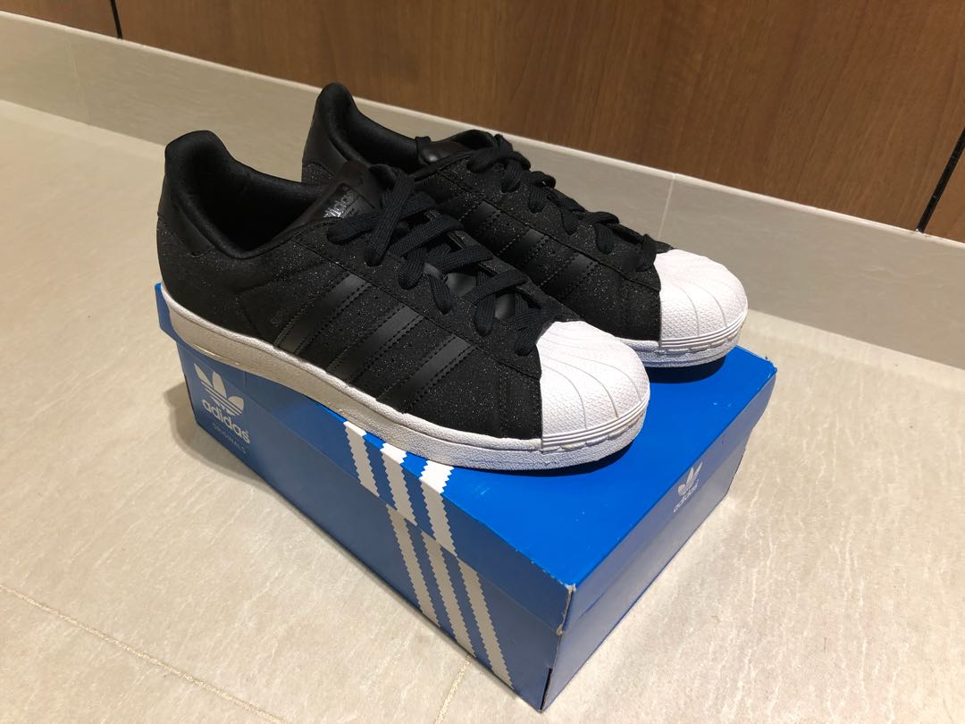 Adidas superstar glitter core black cheap