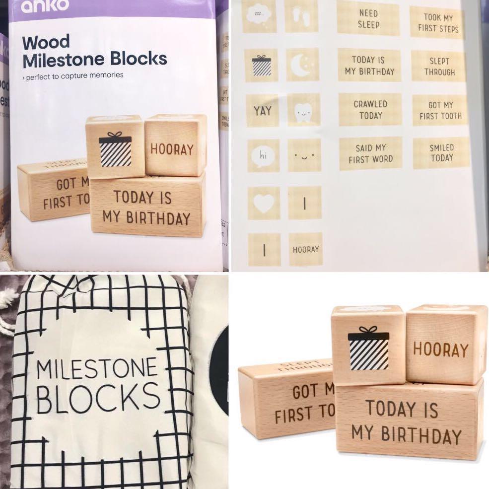 baby milestone wooden blocks