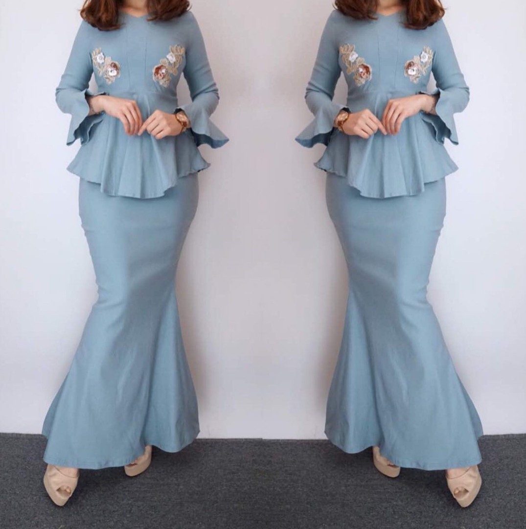 Baby Blue Kebaya Muslimah Fashion Two Piece On Carousell