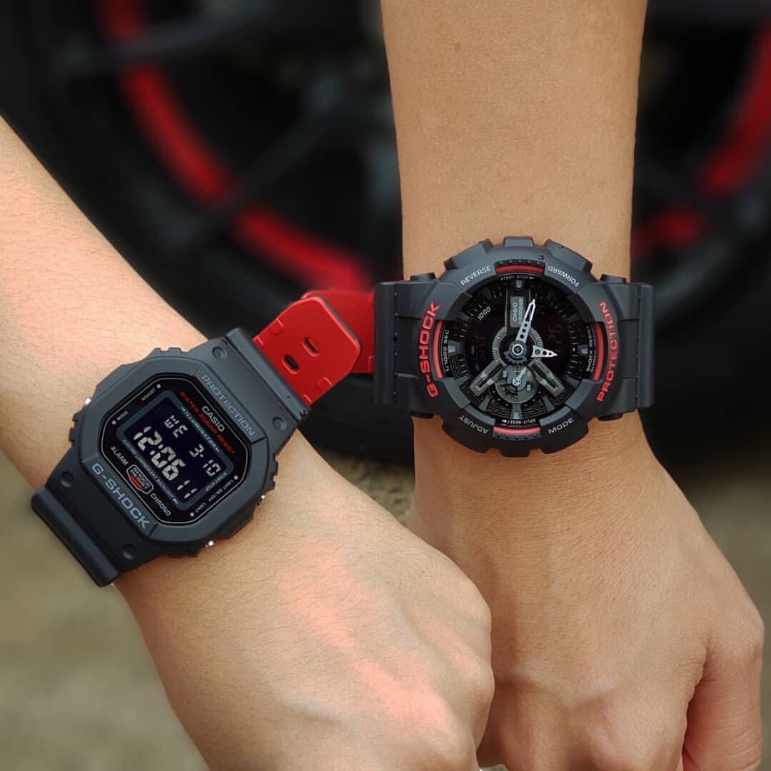 Casio G Shock Couple Watch Ga 110hr 1 Dw 5600hr 1 Ga110hr1 Dw5600hr1 Men S Fashion Watches On Carousell