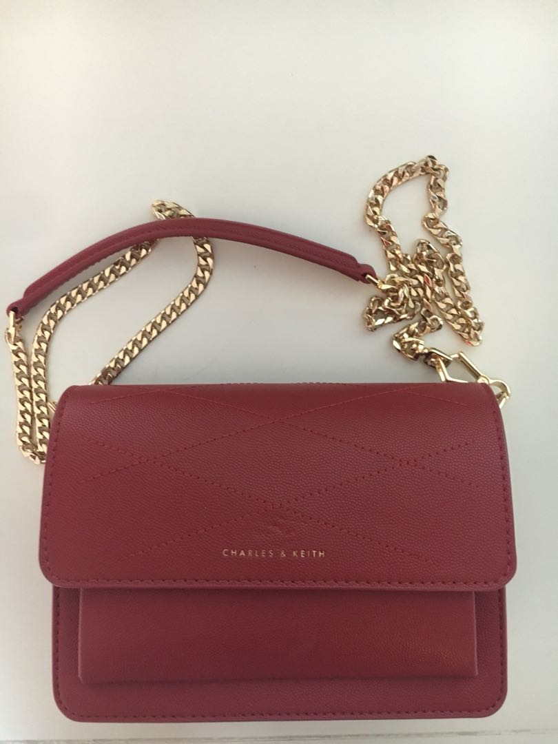 charles and keith bag red