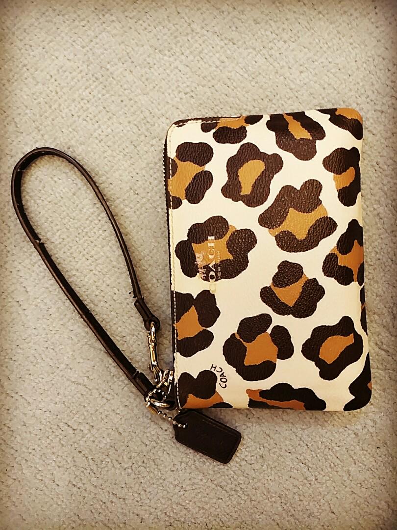 Coach Wristlet Leopard print Genuine Luff Luxury Bags Wallets on Carousell