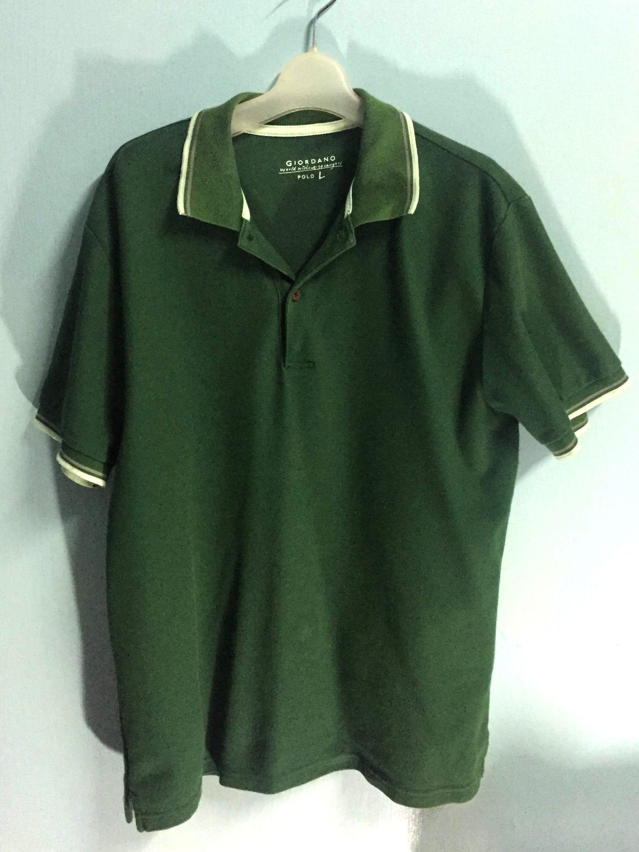 Giordano Mens Olive Green Collared Shirt Men S Fashion Clothes Tops On Carousell