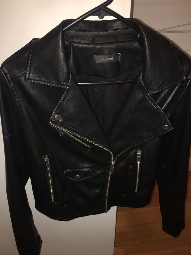 Glassons Cropped Leather Jacket Women S Fashion Clothes On
