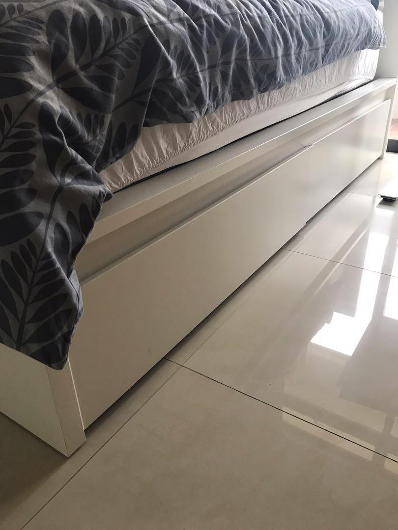 Ikea malm queen bed base with storage, Furniture & Home Living