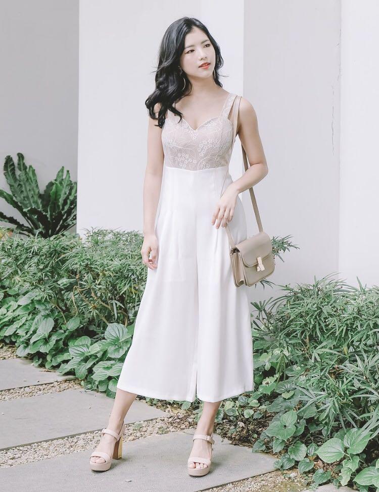 white bustier jumpsuit