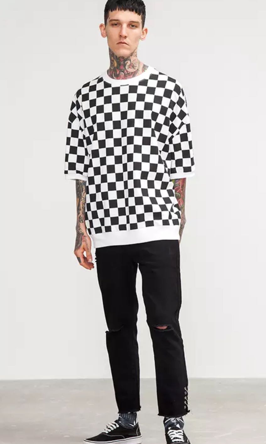 mens checkerboard t shirt