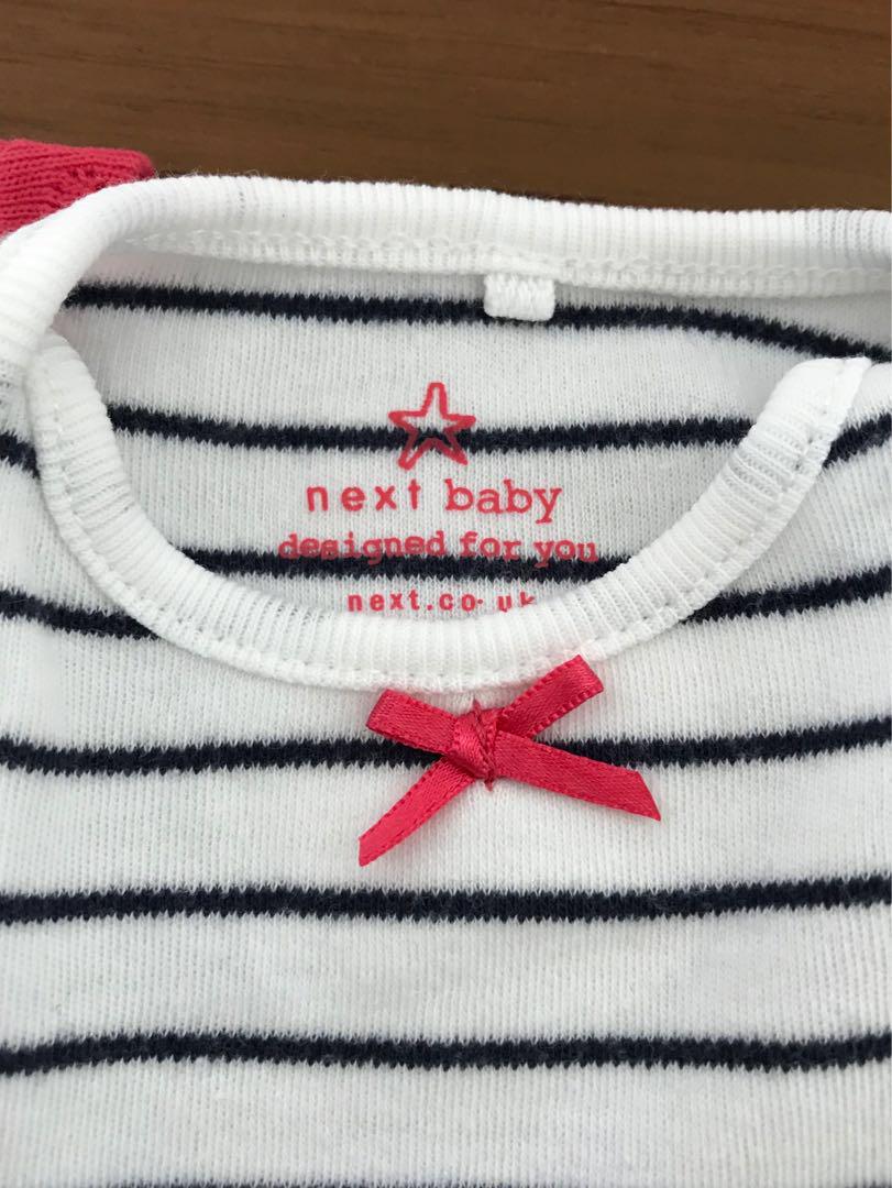 Next Uk 3 pack of Stripes Red White Short Sleeve Bodysuits Onesies Vests for Baby Girls 0 3 month size 56