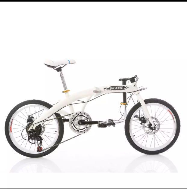 Shimano 7 speed mini foldable Razor Bike White Sports Equipment Bicycles Parts Bicycles on Carousell