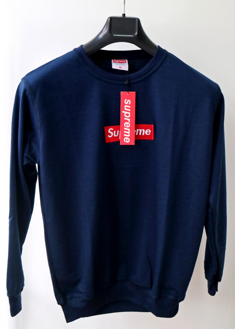 Supreme sweater navy blue hot sale