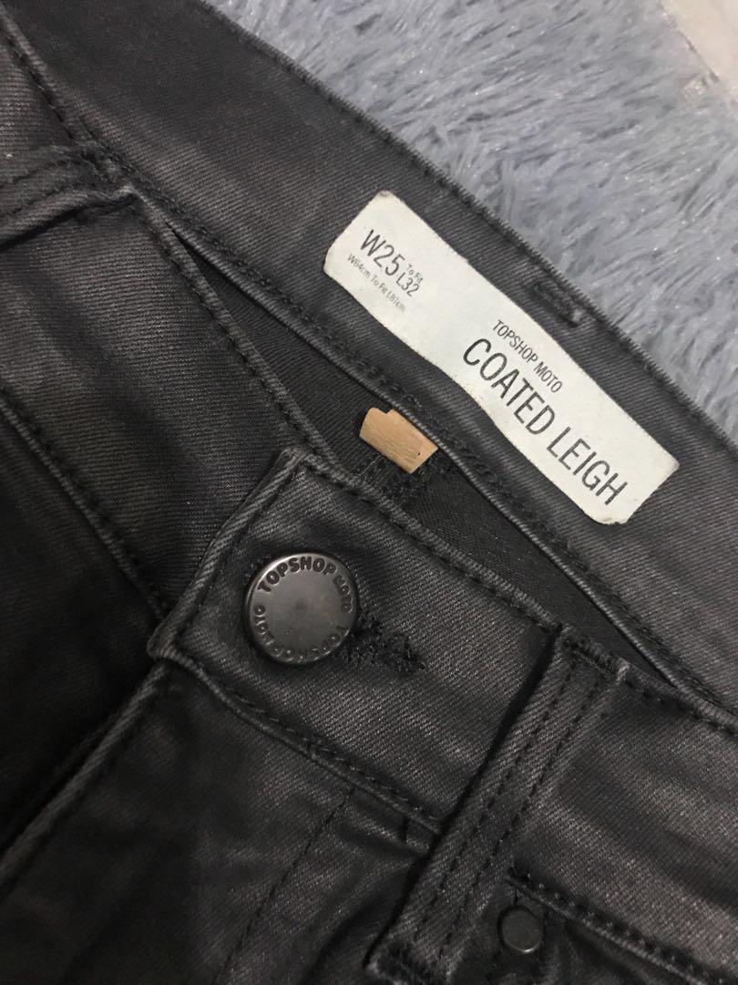 topshop coated leigh jeans