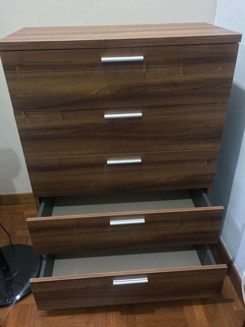 Vhive brown oat chest of drawers storage, Furniture & Home Living ...