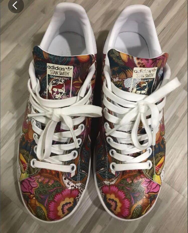 Red Adidas Stan Smith Floral Trainers 