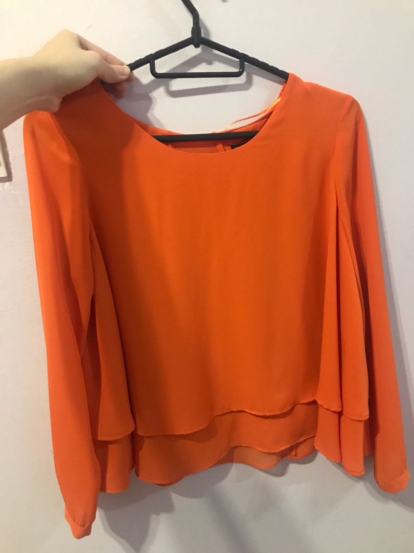 zara orange blouse