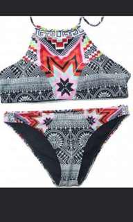 Shapes and Curves Ethnic Style Halter Geometrical Print Bikini Swimwear