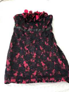 Party dress red and black lace size 8
