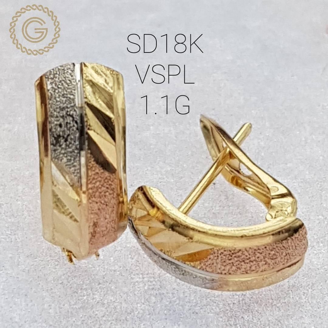 18k Saudi gold Clip Earring (Tri color), Women's Fashion, Jewelry