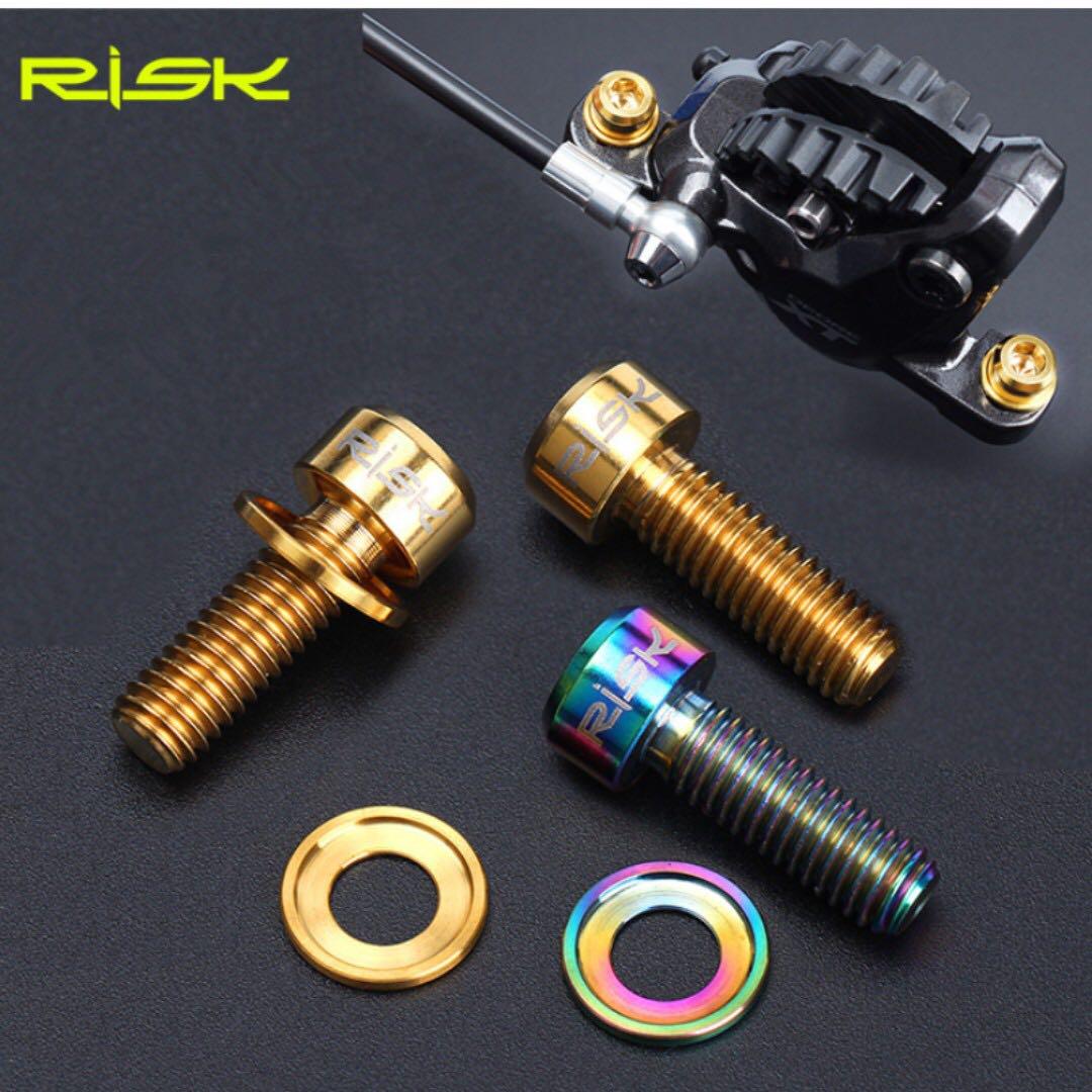 RISK 4pcs M6*18mm Bicycle Hydraulic Brake Bolts Titanium Caliper Bolt Premium