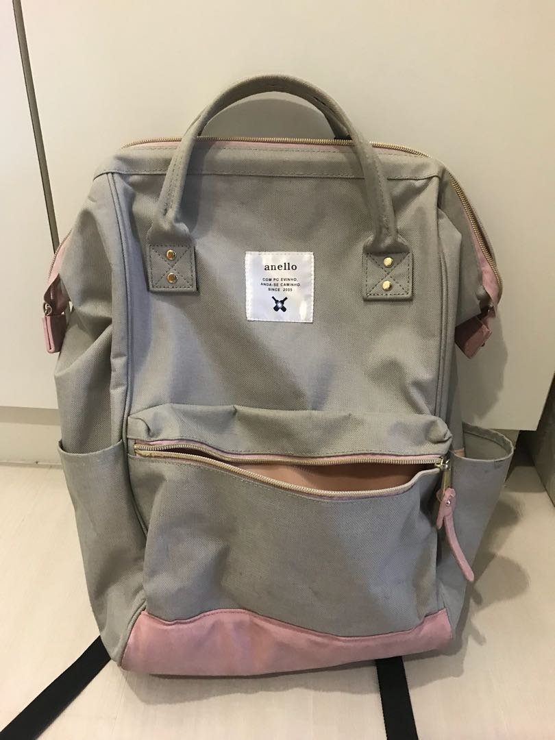 Anello Backpack in grey and pink, Women's Fashion, Bags & Wallets