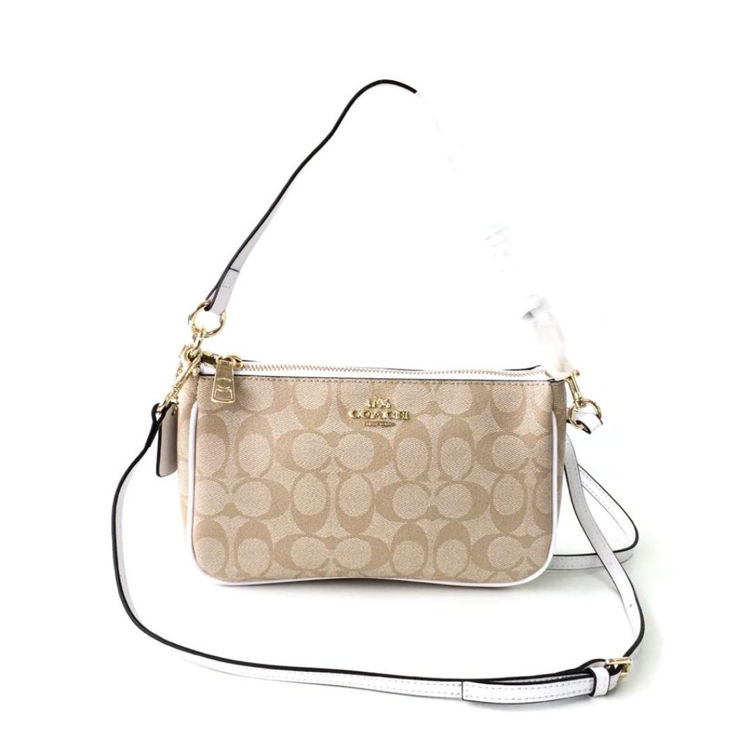 Authentic Coach Top Handle Pouch In Signature White Olshop Fashion Olshop Wanita di Carousell