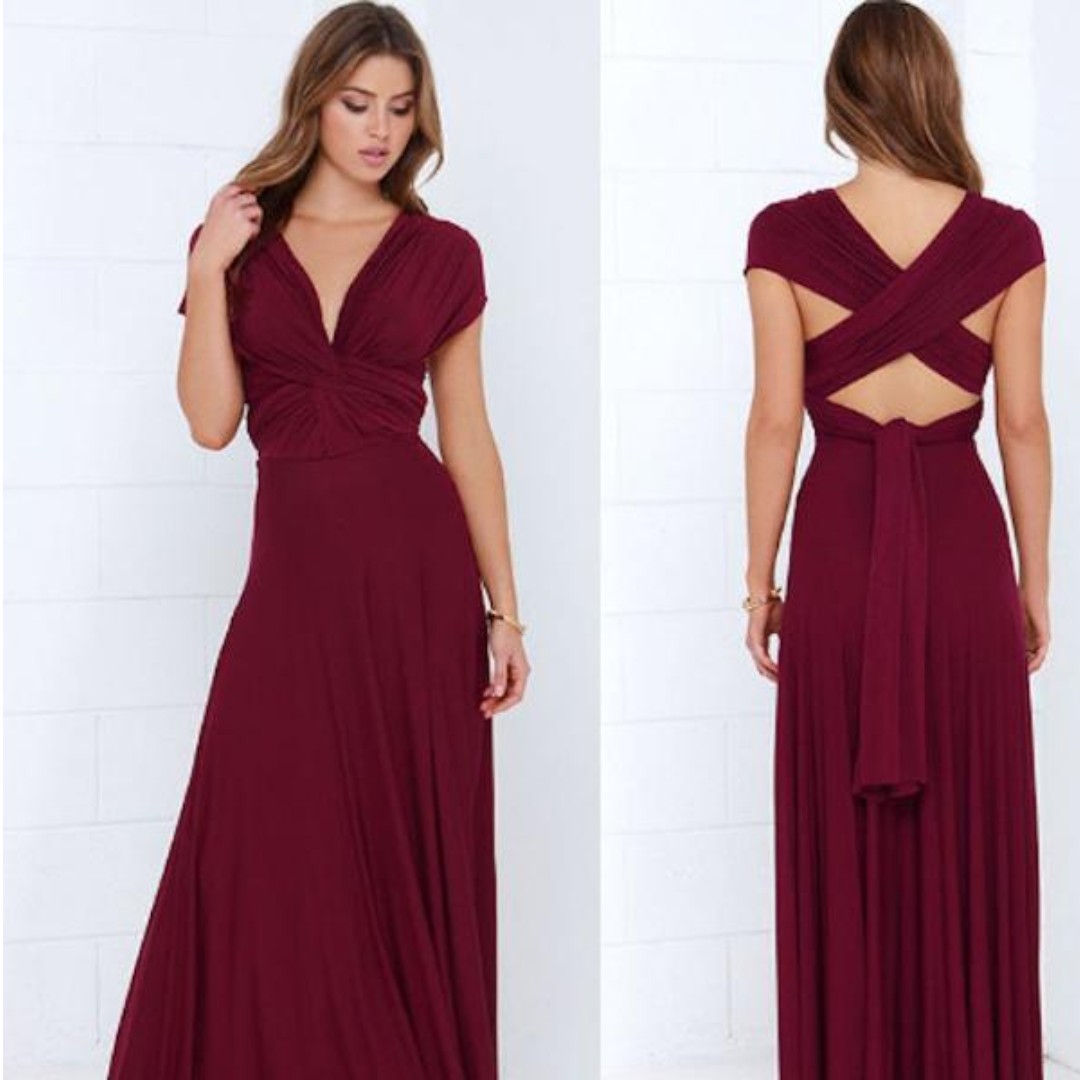 burgundy convertible dress