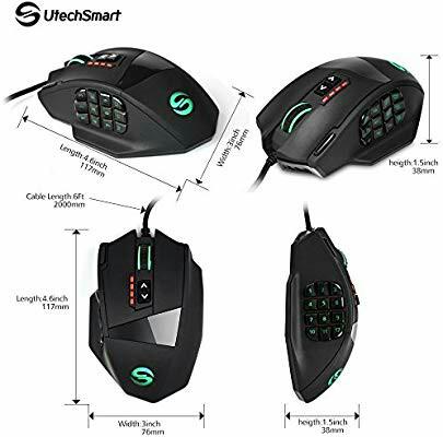 Gaming Mouse UtechSmart Venus 16400 DPI High Precision Laser MMO Gaming Mouse