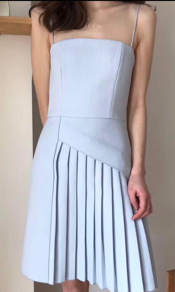Dion Lee style asymmetrical dress coil pleat mini dress baby blue holiday vacation Carousell