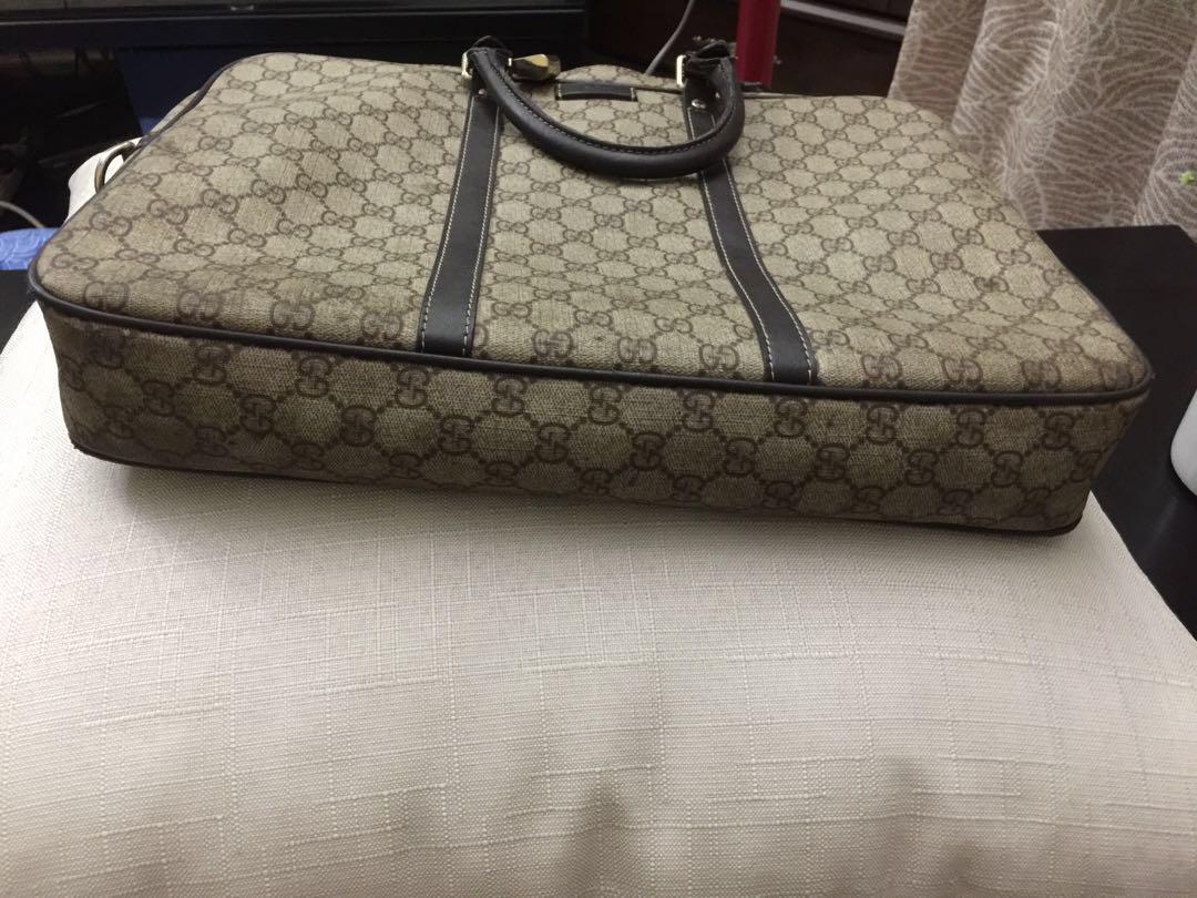Gucci Laptop Case GG Brown in Canvas with Gold-tone - US