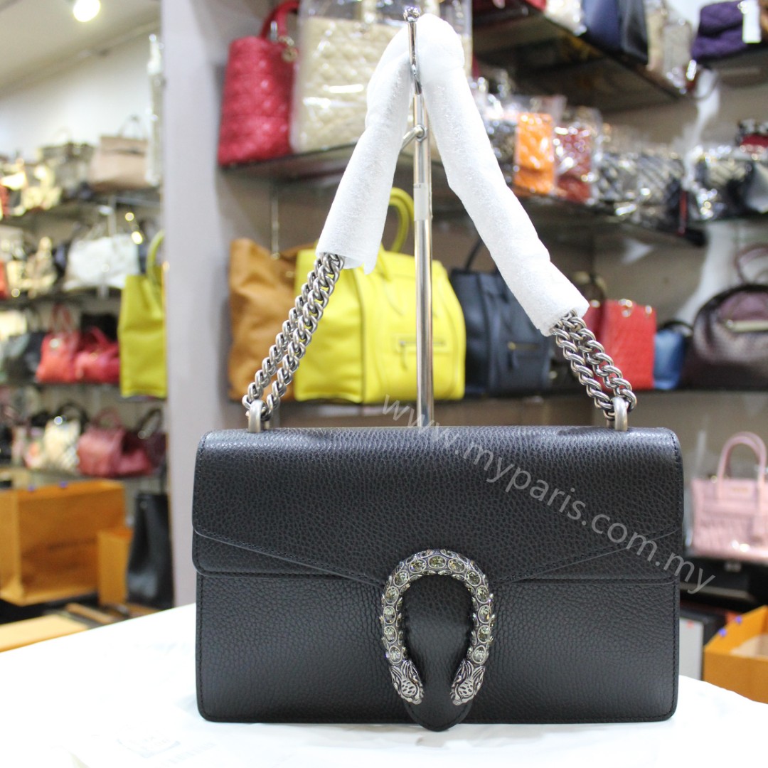 gucci dionysus black leather small