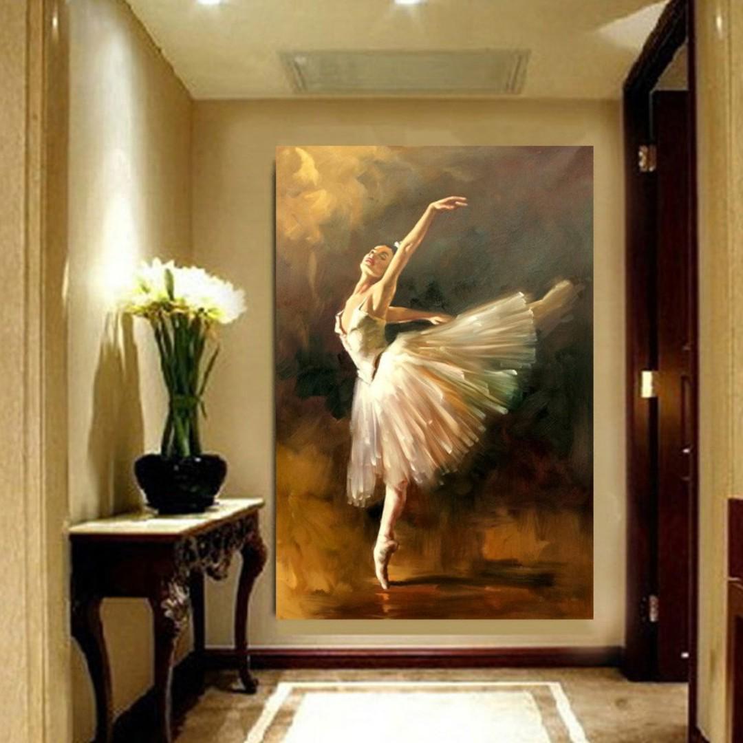 Hand Painted Ballerina Dancing Oil Painting Canvas Wall Art 100cm