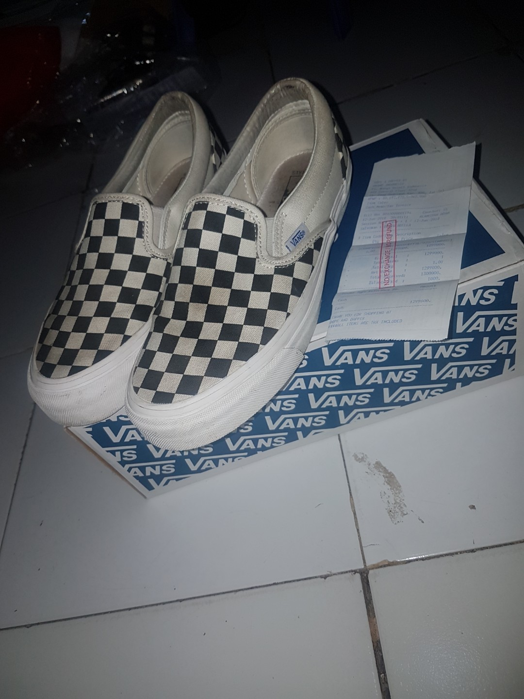 Harga vans slip on checkerboard ori online