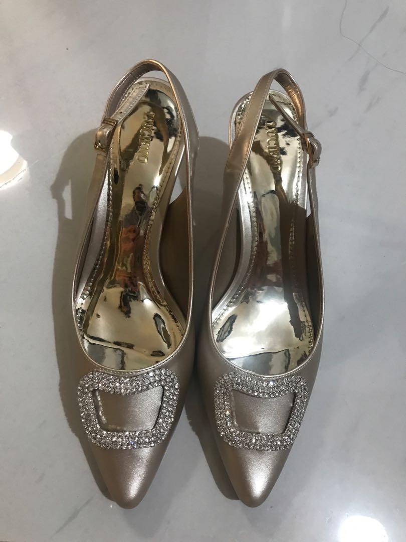 gold crystal heels