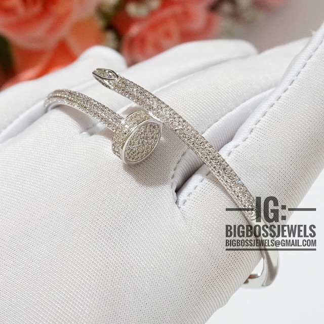 Silver Diamond Like Crystals Nail Bracelet Bangle 925 Silver Diamond Like Crystals Nail Bracelet Bangle 925 Women S Fashion Jewellery Bracelets On Carou