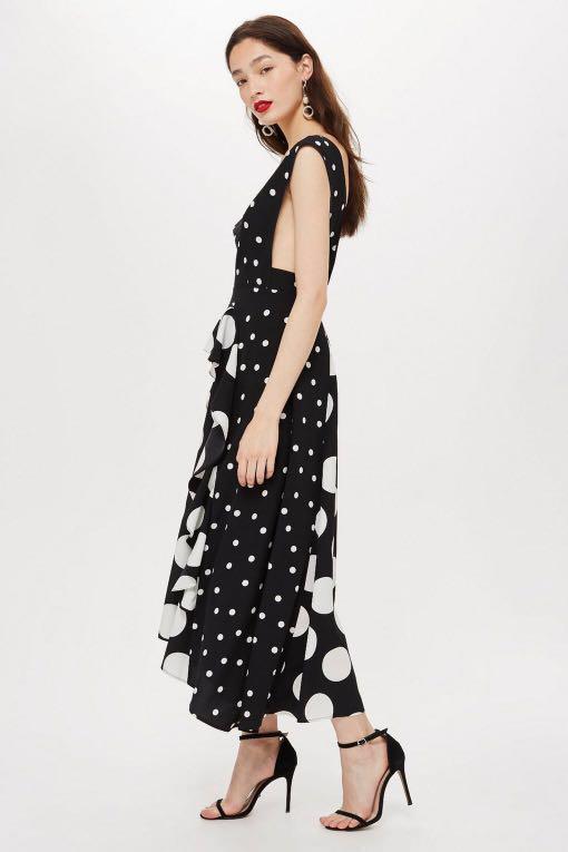 Topshop spot pinafore dress hot sale