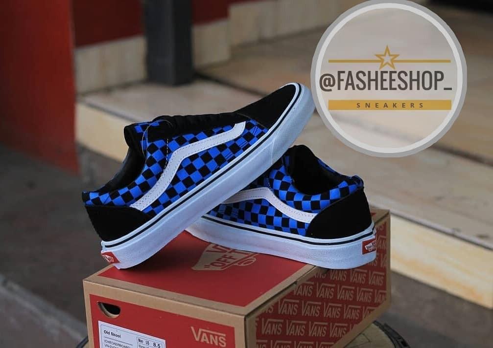 light blue with checkered vans