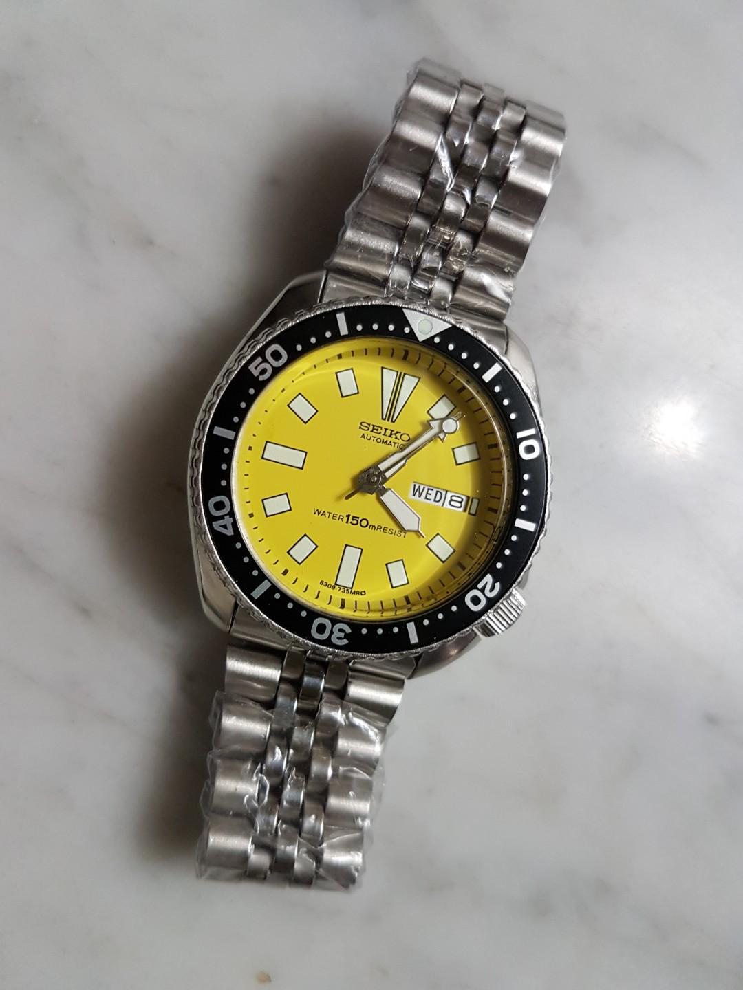 Vintage Seiko 6309-7290 SS Men Auto Day/Date Diver(Yellow Dial)., Women's  Fashion, Watches & Accessories, Watches on Carousell