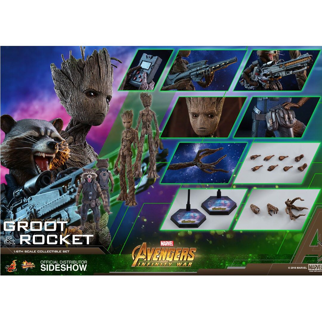 hot toys groot and rocket infinity war