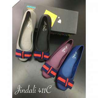 Jindali Jelly Ribbon Flat Shoes 411C#
