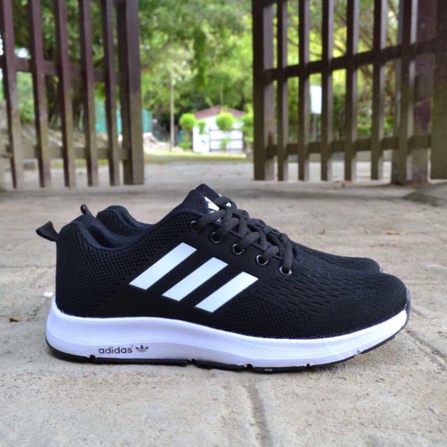Adidas Cloudfoam Black White White Stripes D015 Men s Fashion